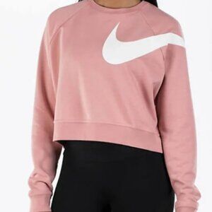 Women’s Nike DriFit Versa Logo Cropped Sweatshirt, Dusty Pink Size M